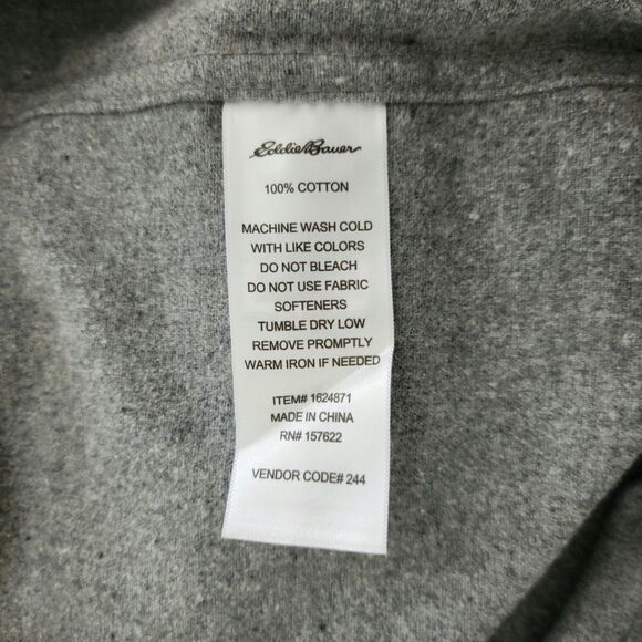 NWT Eddie Bauer Mens Double Brushed Chamois Button-Down Shirt Cotton Grey Size L - Picture 5 of 6